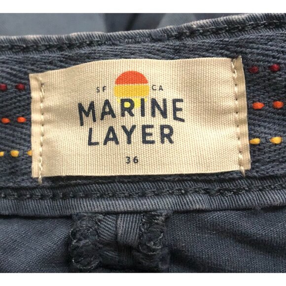 Marine Layer Mens Size 34 Blue Flat Front Casual Chino Shorts - Picture 3 of 5